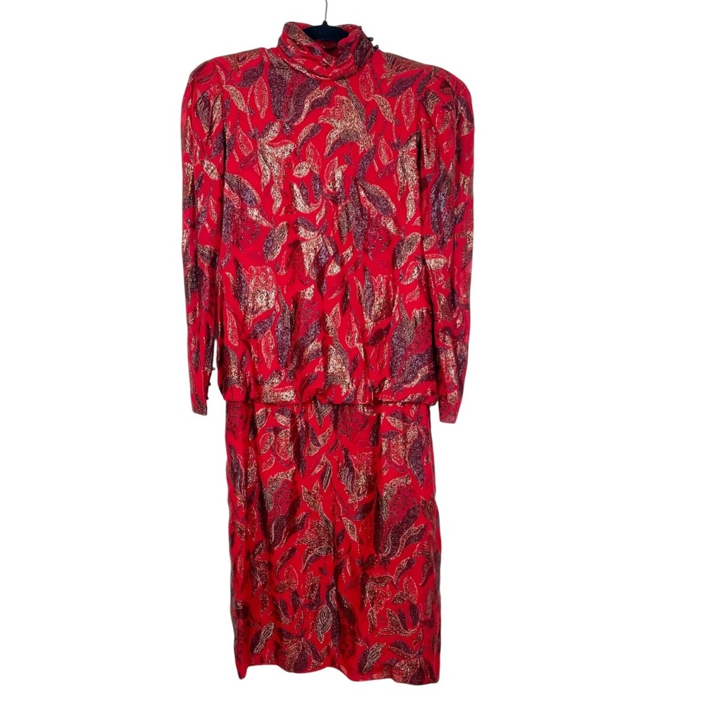 Vintage 80s Womens Dress Sz M Party Structured Maximalist Artsy Statement Indie